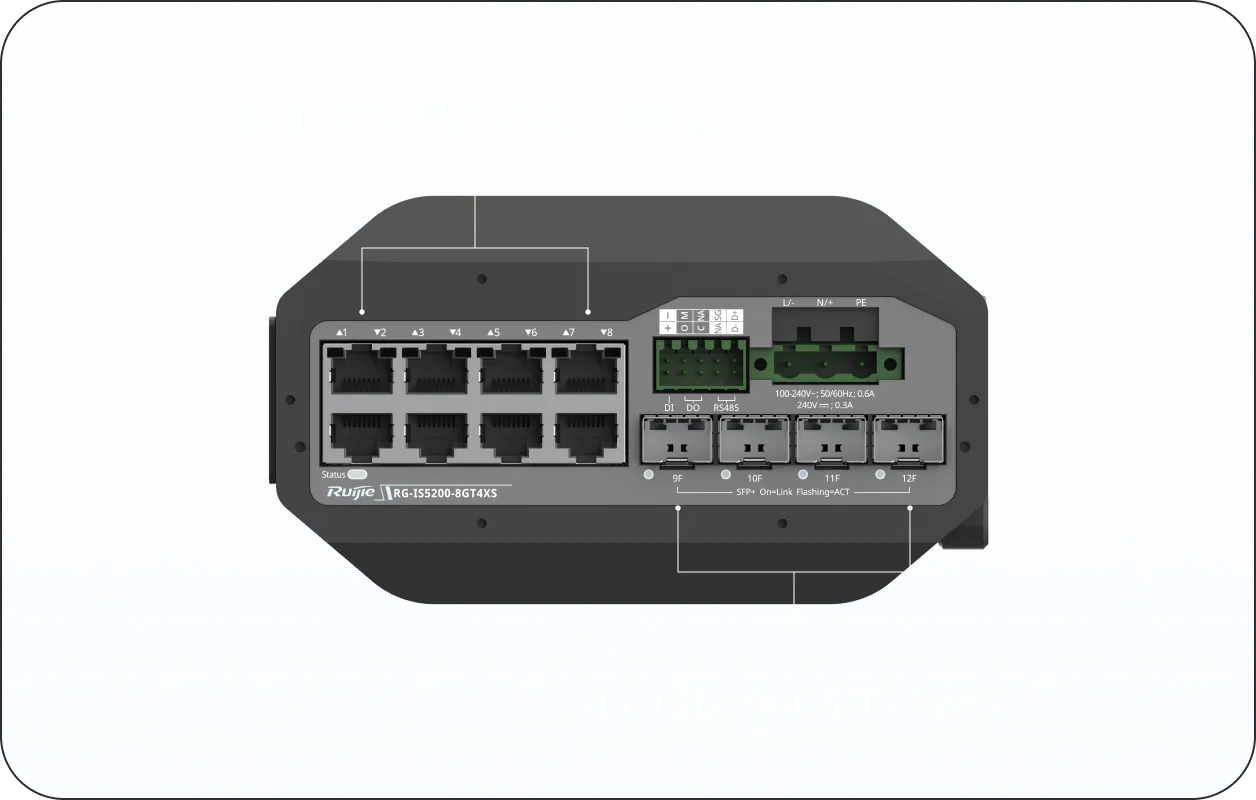 RG-IS5200-8GT4XS Industrial Managed Switch, 8 x Gigabit, 4 x 10G SFP+ - Gambar 6