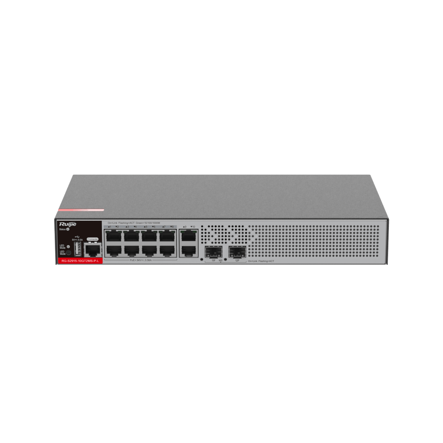 RG-S2915-10GT2MS-P-L L2 Cloud Managed Switch, 8 x 10/100/1000BASE-T Ports (PoE+), 2 x 100/1000M SFP Ports
