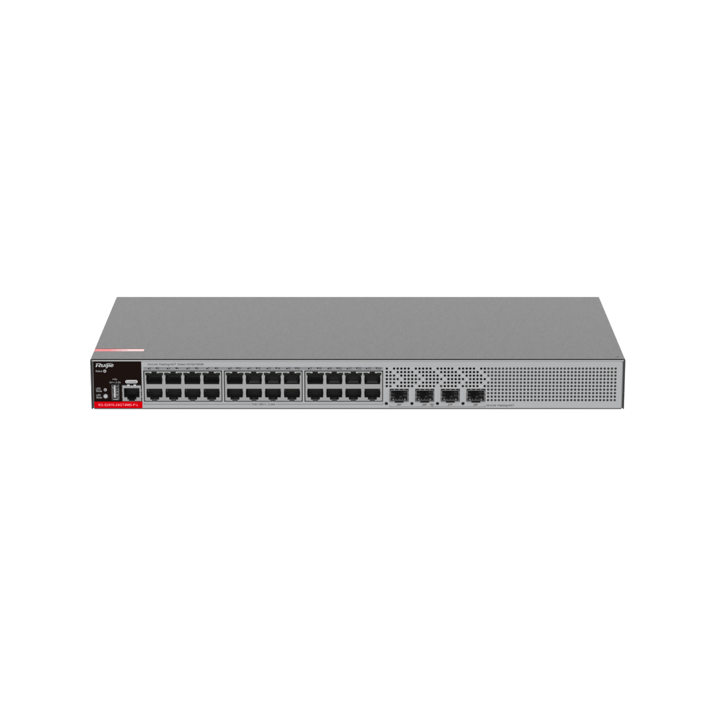 RG-S2915-24GT4MS-P-L L2 Cloud Managed Switch, 24 x 10/100/1000BASE-T Ports (PoE+), 4 x 100/1000M SFP Ports